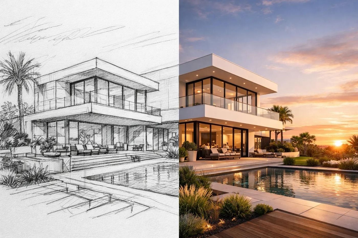 Sketch to finished villa